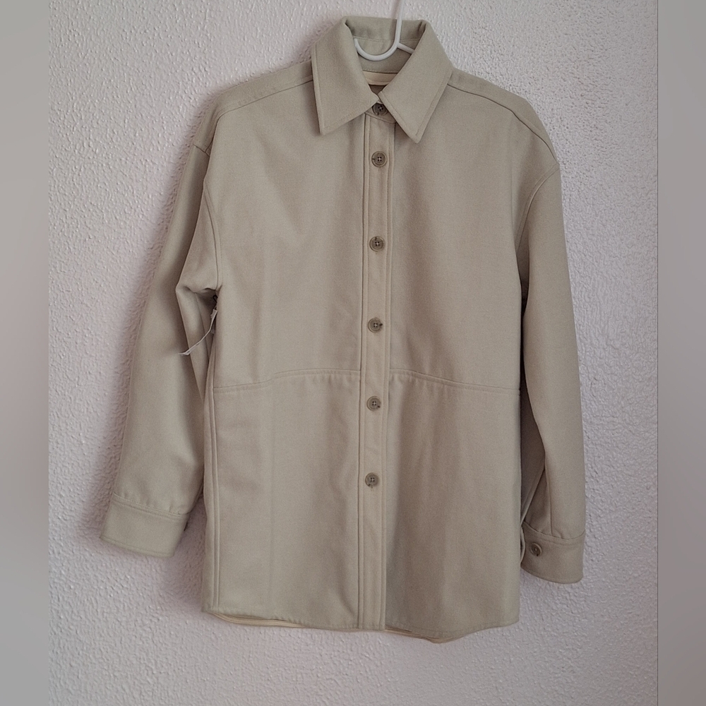 NWT BABATON Silver Pelli Shirt Jacket Size 2XS